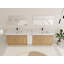 Meuble-lavabo double 108 po avec 7 portes et lavabo en résine Chesham et armoire de rangement autoportante blanche Chesham-127123384