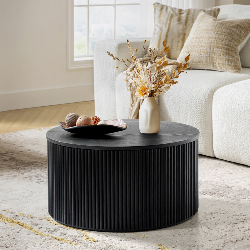 Sarya 31.5'' Modern Round Fluted Coffee Table With Storage