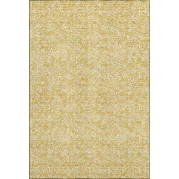 Bungalow Rose Premium Machine Washable Houtz Gold Rug | Wayfair