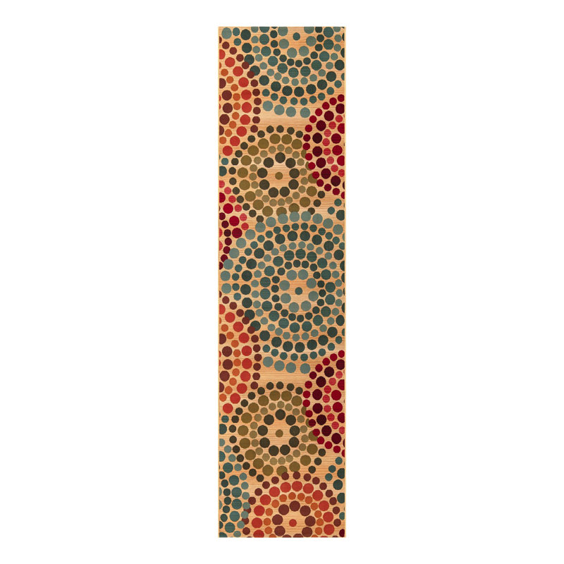 Deweese Geometric Green/Beige/Red/Turquoise Indoor / Outdoor Area Rug, Runner 2'7" x 9'