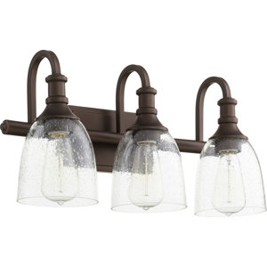 Falbo 3-Light Dimmable Oiled Bronze w/ Clear/Seeded Vanity Light