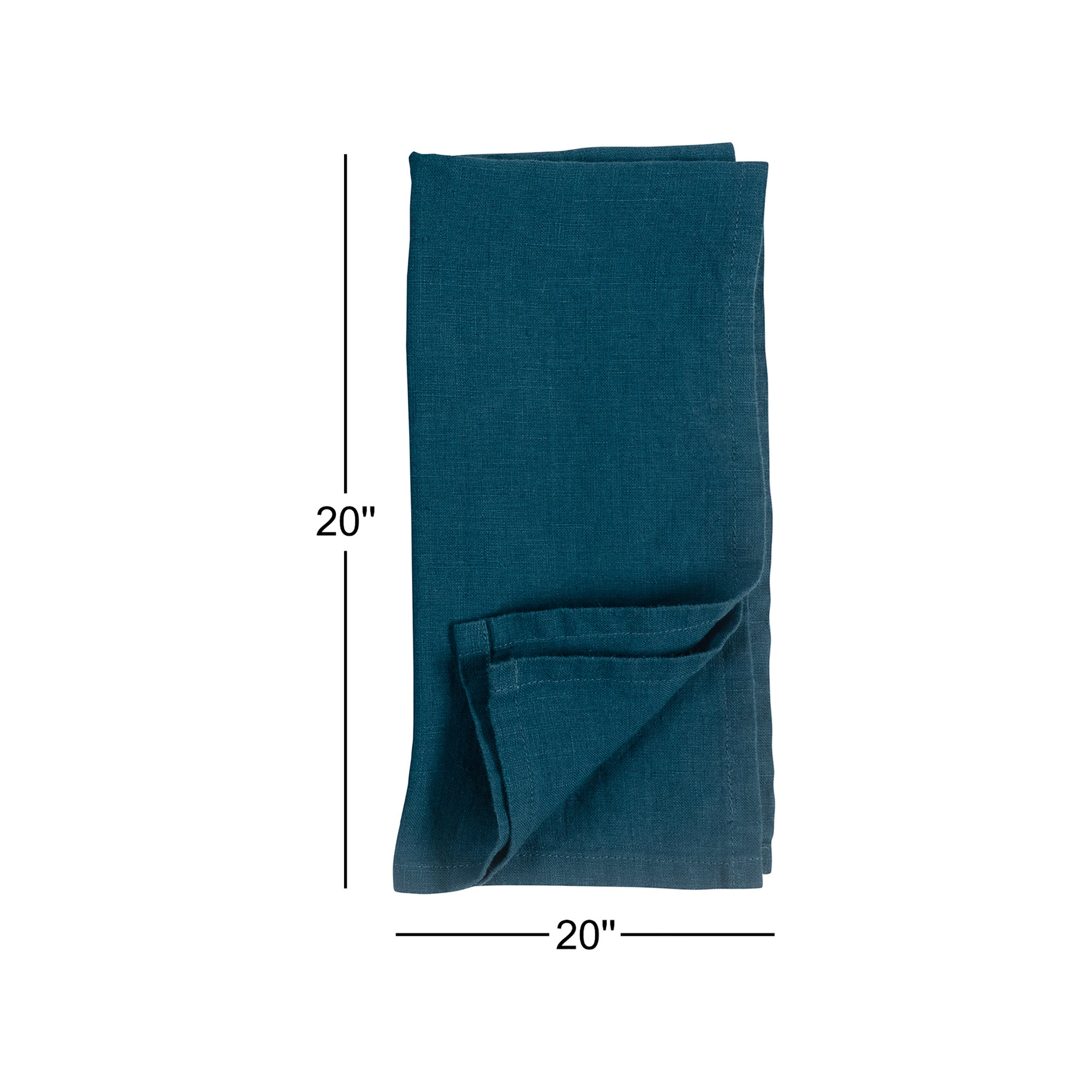 Alvia 100% Stone Washed Linen Napkins, 20" x 20", Dark Blue