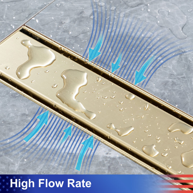 36'' Brushed Gold Stainless Steel Linear Shower Drain