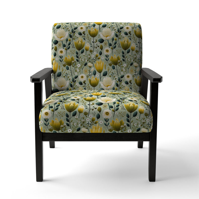 Fauteuil d'appoint rembourré Serene Green Garden Blooms I - Cottage