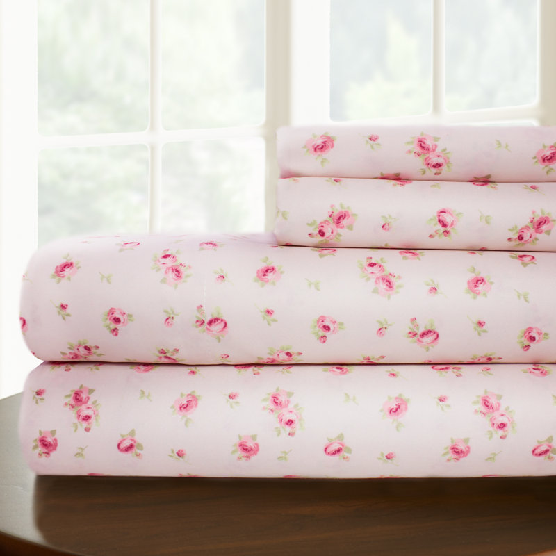 Modern Threads  Silky Soft Microfiber Wrinkle Free Sheets Luxurious Microfiber Bed Sheets, Blush Floral