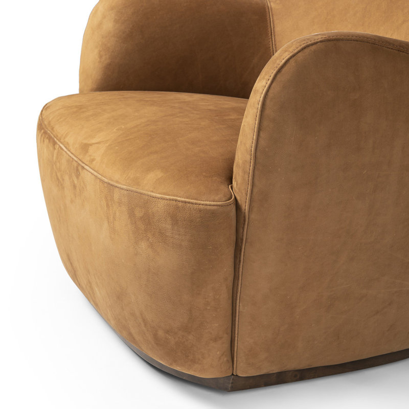 Julius Swivel Chair, Nubuck Cognac Top Grain Leather