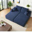Canapé modulaire à compression en velours côtelé bleu 69 po