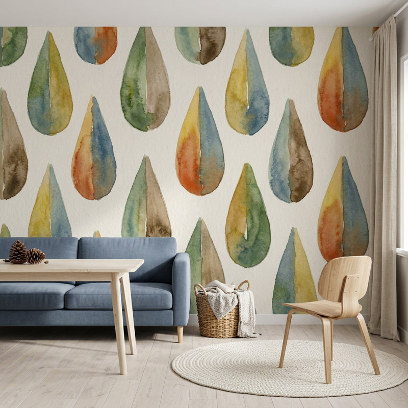 Papier peint texturé aquarelle abstrait mural, 100 po x 96 po, Non tissé