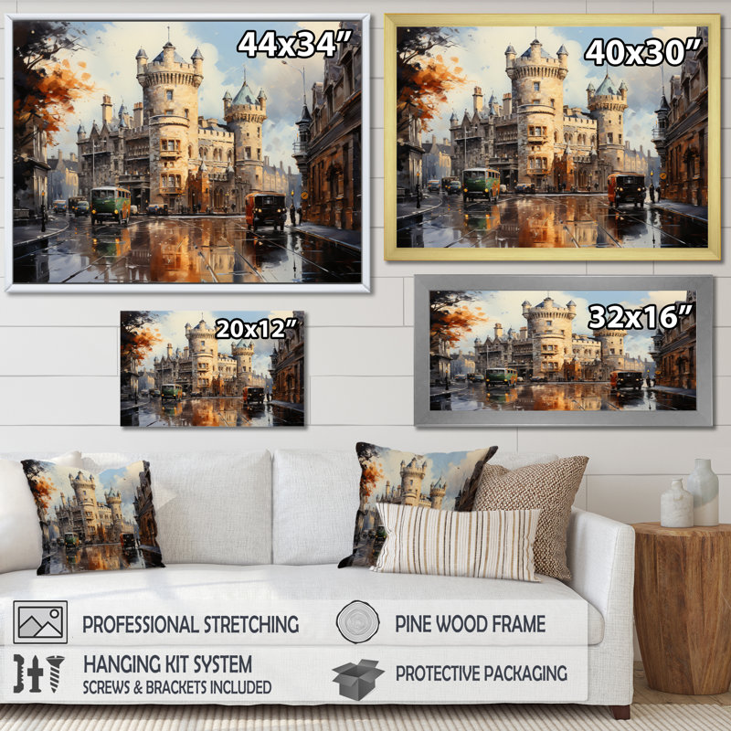 " Ireland Dublin Castle Extremely II ", White Single Picture Framed, 12" H x 20" W x 1" D