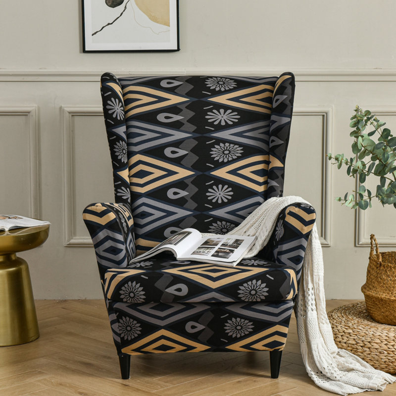 Housse extensible pour tabouret tigre, Noir 100 % coton