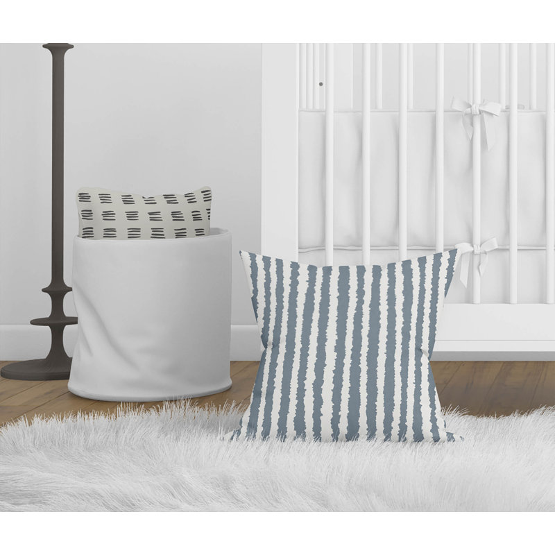 Coussin Long Gen, Rayures bleues, H 20 po x l 20 po
