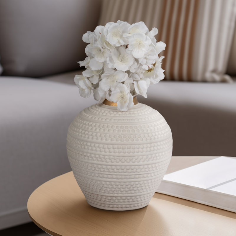 Petit vase en céramique blanc 8 "