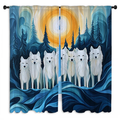 Wolves Window Curtains  Animals Sheer & Room Darkening - 2 Panels