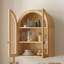 Armoire murale arquée, L 23,62 po x l 8,97 po x H 31,61 po, bois massif et panneau de fibres à densité moyenne, 1 pièce, naturel, avec portes en verre trempé et tablette réglable-1890889251