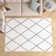 Geometric Diamond White/Grey Plush Shag Indoor Area Rug for Living Room, Bedroom