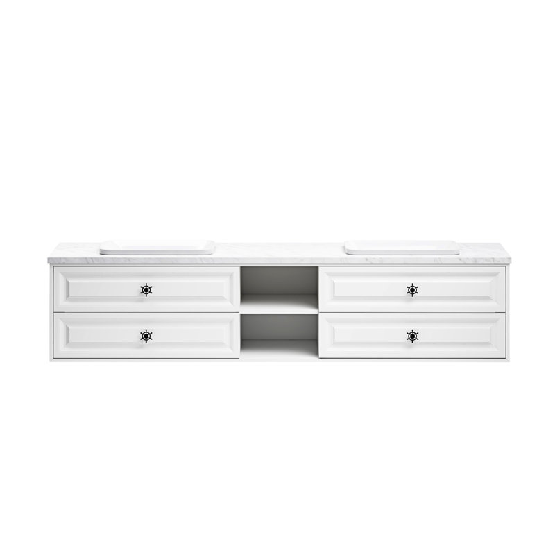 Meuble-lavabo pour salle de bain Doulble Sink, Blanc