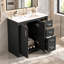 Meuble-lavabo noir de 91 cm avec lavabo en céramique et meuble de rangement autoportant