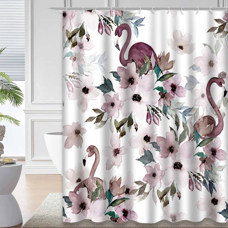 Aquarelle de flamant rose sans soudure avec 12 crochets, L 72 po x l 72 po