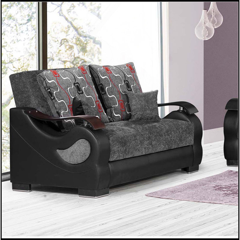 Causeuse convertible rembourrée avec rangement, gris, Gris