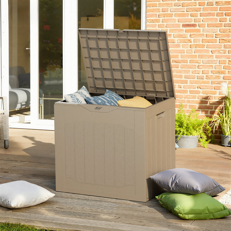 Coffre de terrasse en résine verrouillable 35 gallons Suncrown, Brun