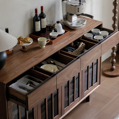 Mortise And Tenon Glass Door Buffet Table