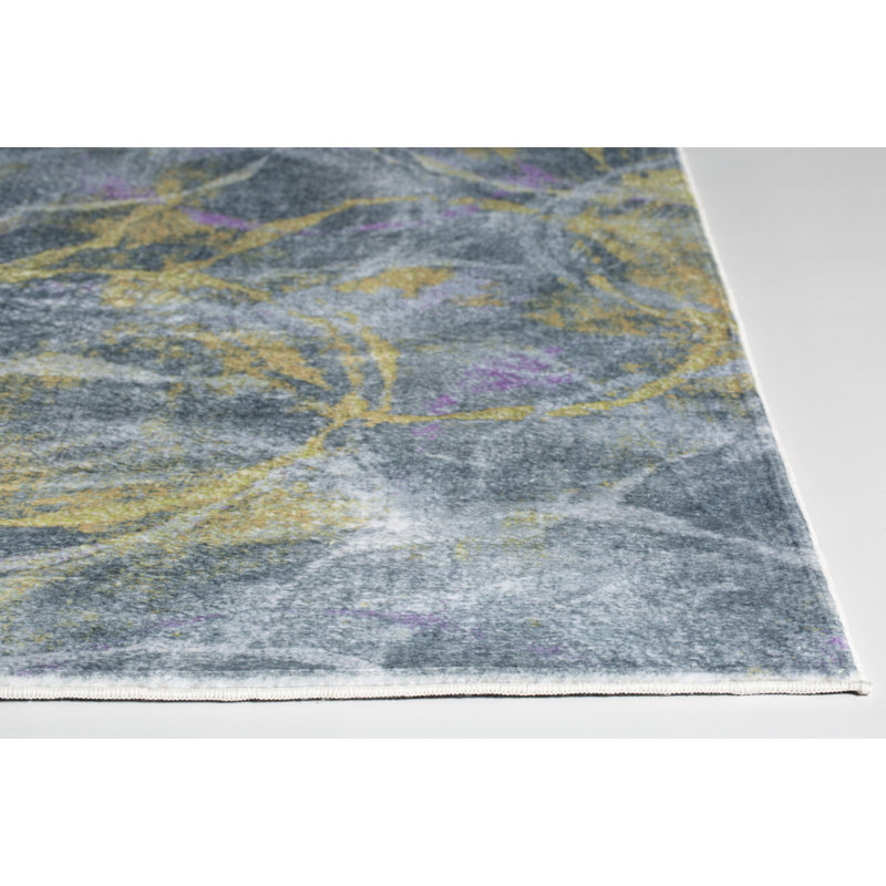 Tapis gris à motif abstrait Dhurrie