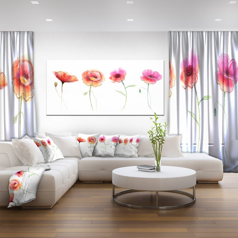 «Watercolor Poppy Flowers S Croquis», impression sur toile tendue, H 8 po x l 12 po
