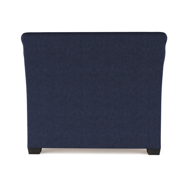 Transitional Armchair, Plush Velvet Blue Print, 32" H x 43" W x 46" D, Ebony
