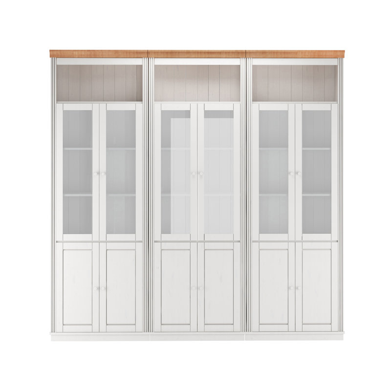 Demauria 223cm H x 222cm W Bookcase, White/Natural