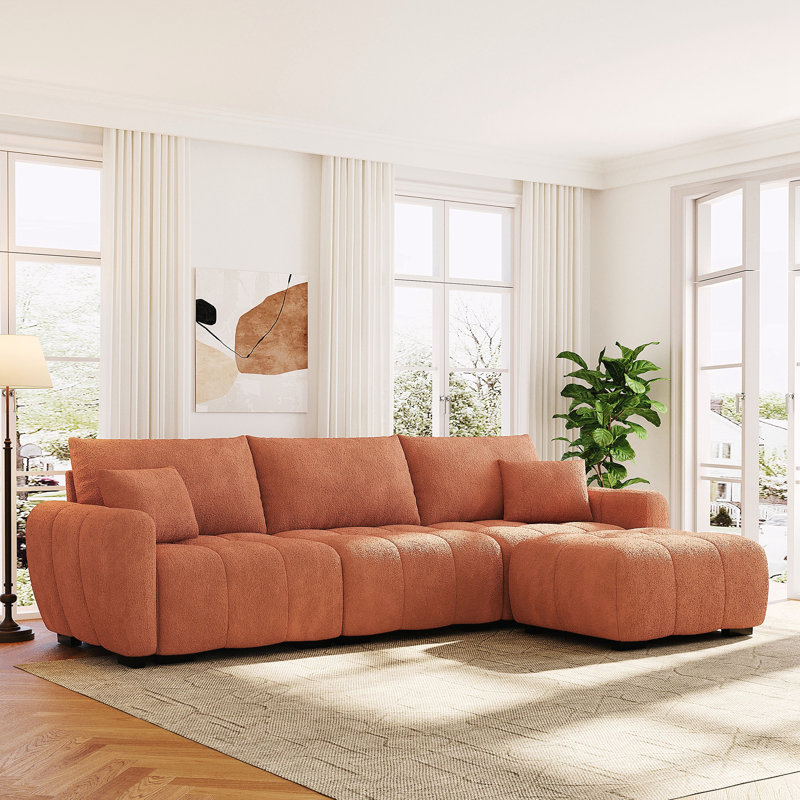 110" Modular Sectional Sofa, Movable Ottoman