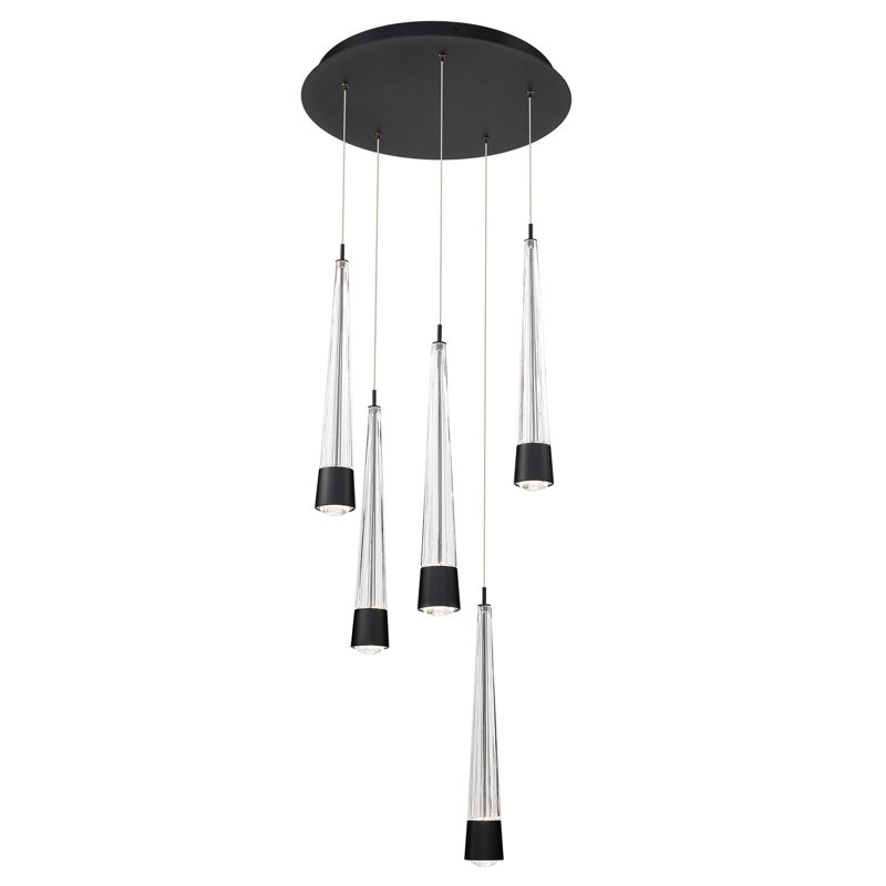 Quill Round Multi-Light 4-CCT Pendant, Black