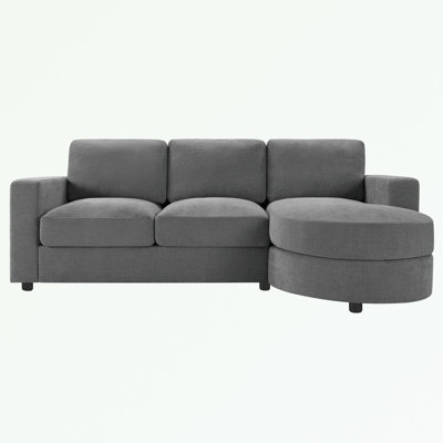 L-shaped Sofa with a Curved Chaise Lounge, USB Ports and Side Storage Pockets