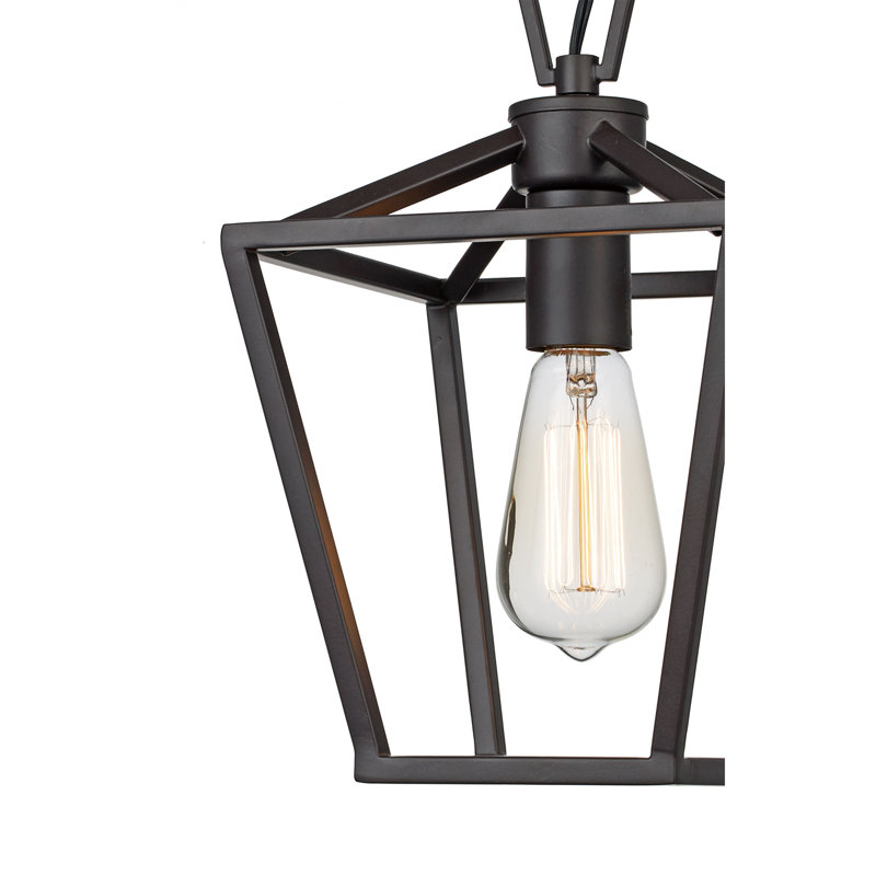 Luminaire suspendu géométrique à 1 lumière Neubauer, Bronze huilé