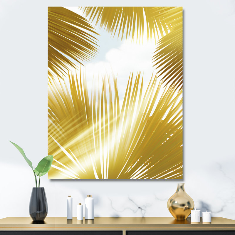 «Tropical Golden Palm Leaves», reproduction sur toile, H 32 po x l 16 po x P 1 po, Toile tendue