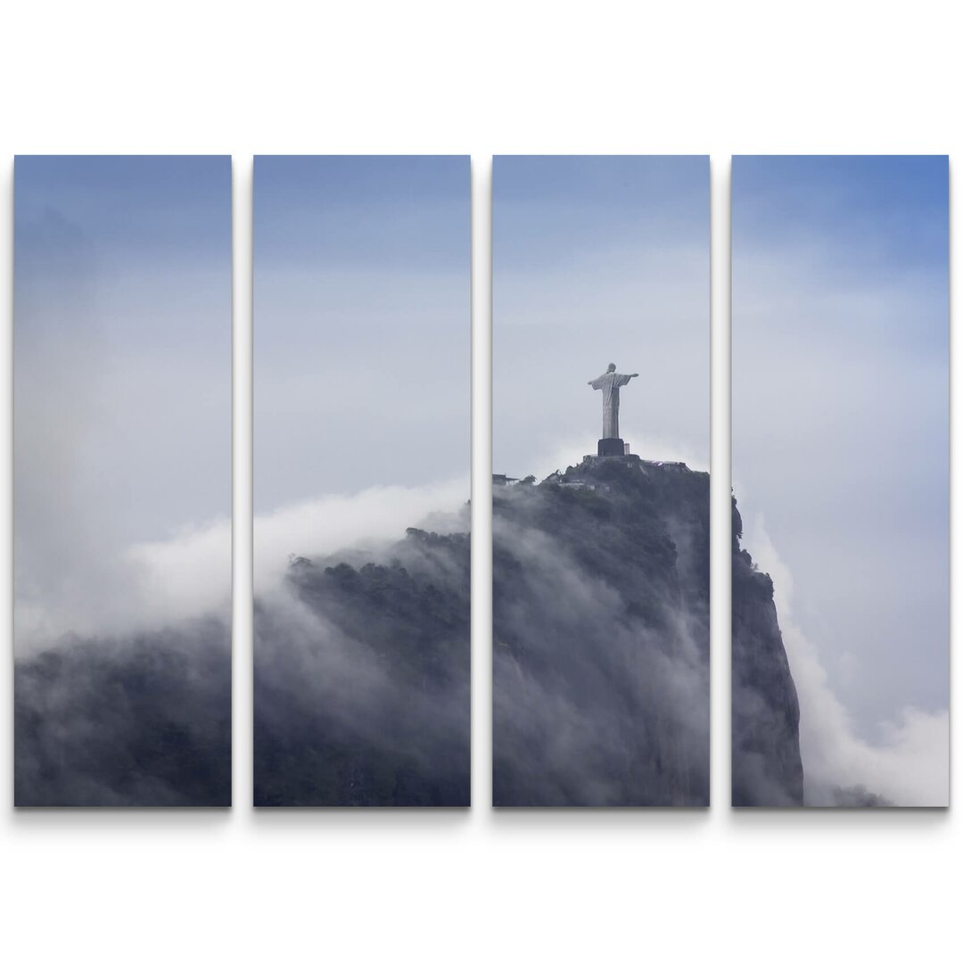 4-tlg. Leinwandbilder-Set Christusstatue in den Wolken - Rio de Janeiro