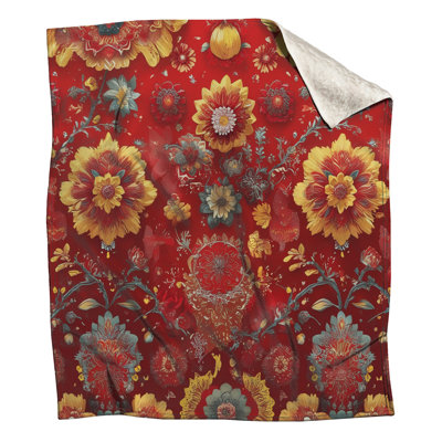 Couvertures à motif floral rouge