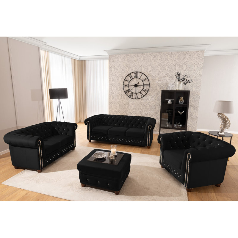 75 Wide Ottoman, Black
