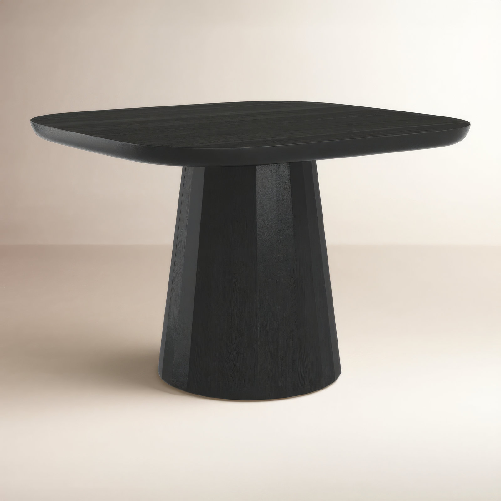 Genie 47'' Acacia Solid Wood Pedestal Dining Table, Black