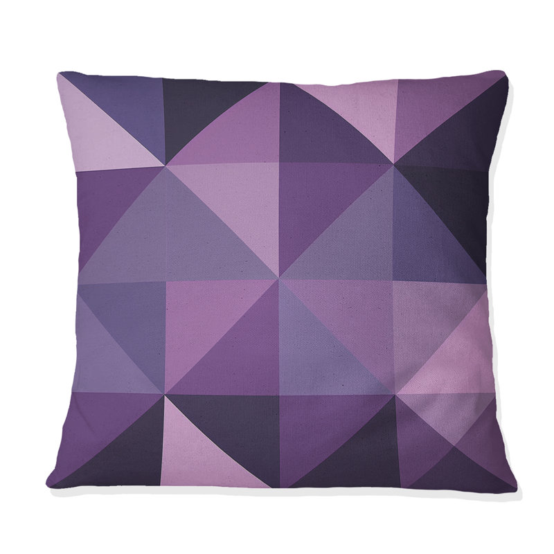 Coussin Mid-Century mauve à motif triangulaire III, H 18 po x l 18 po