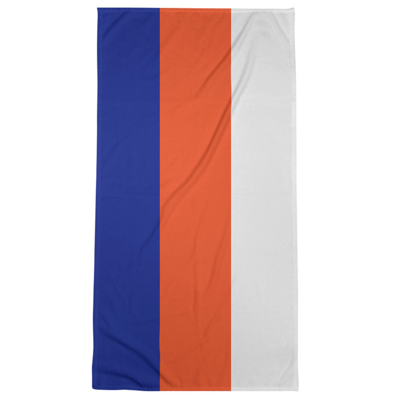 Cotton Blend Beach Towel, Blue/Orange/Off White