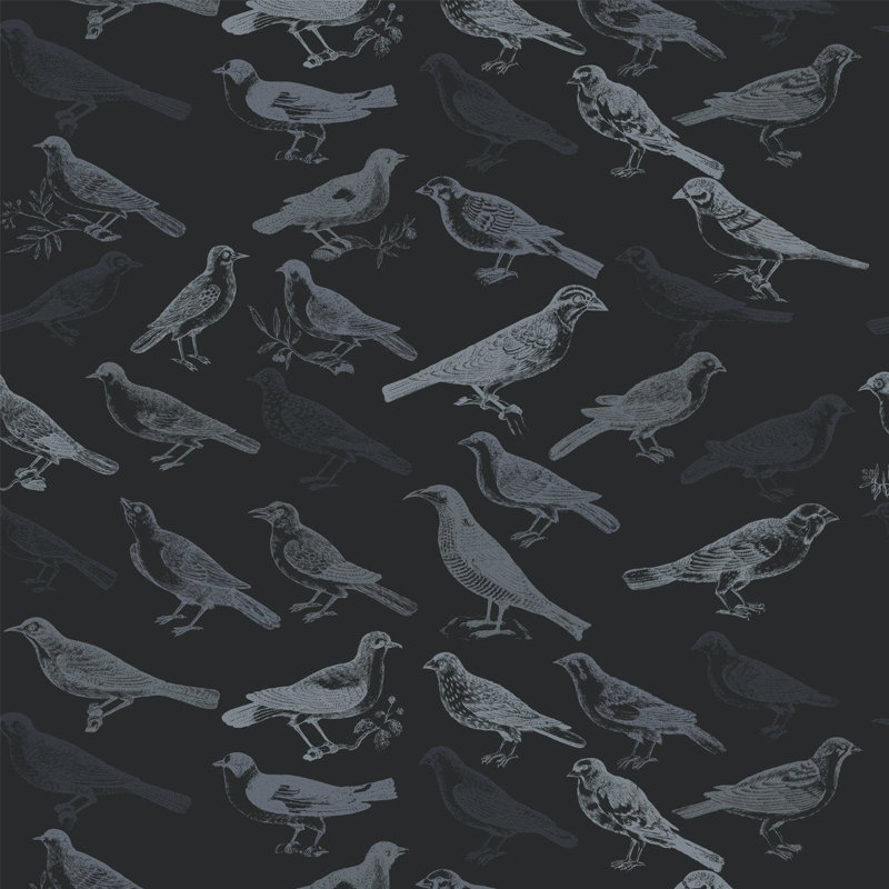 The Signature Tweeter 10' L x 24" W Wallpaper Tile, Black, Non-pasted, Faux Grasscloth
