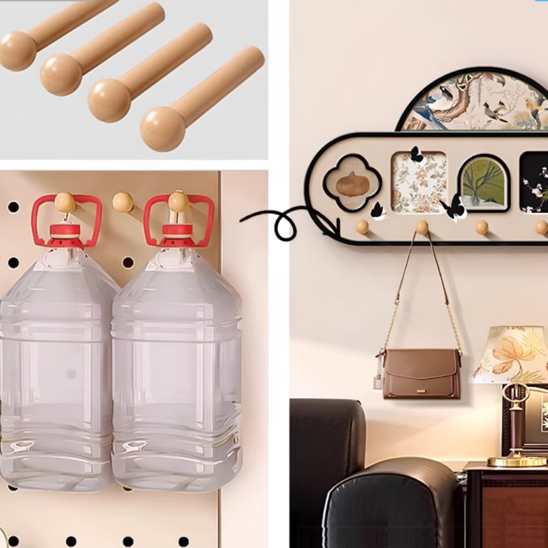Organisateur mural Classic American Farmhouse avec crochets amovibles et panneaux décoratifs - Rangement polyvalent pour le vestibule, le couloir et le salon