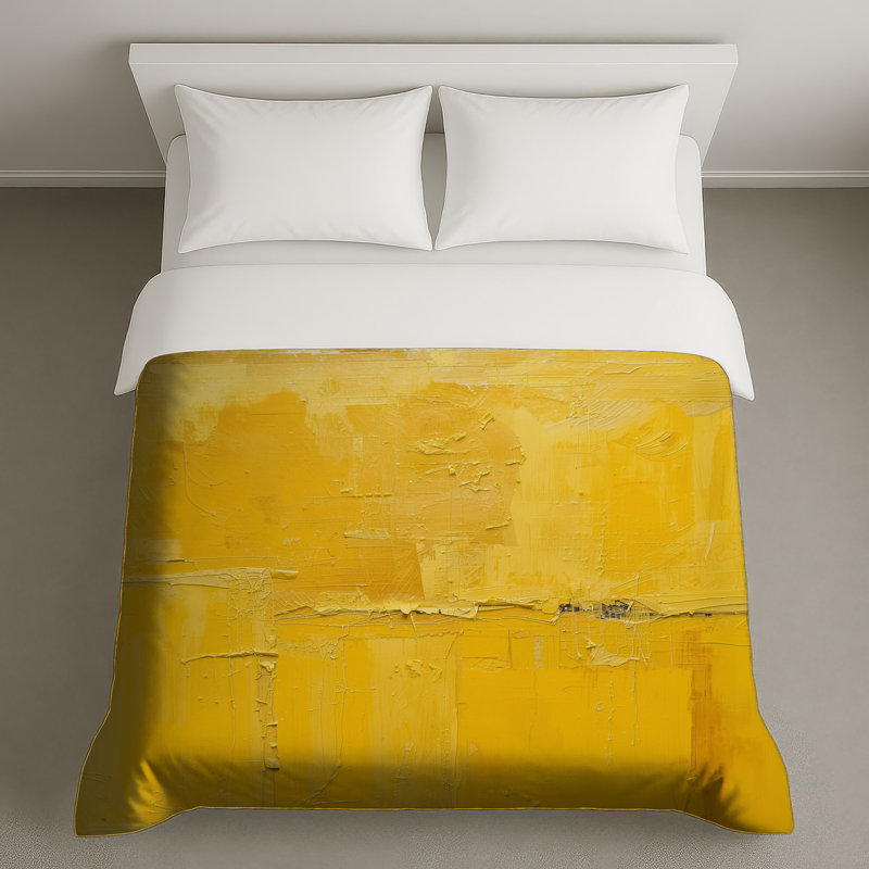 Housses de couette texturées abstraites jaunes, Très grand lit
