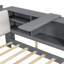 Lit plateforme double en bois gris avec tête de lit, tablettes, 2 tiroirs de qualité supérieure - Pin + fiabilité à long terme-378942662