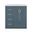 Meuble-lavabo 36 po avec lavabo en céramique: armoire de rangement moderne en bois massif avec 3 tiroirs-160161395