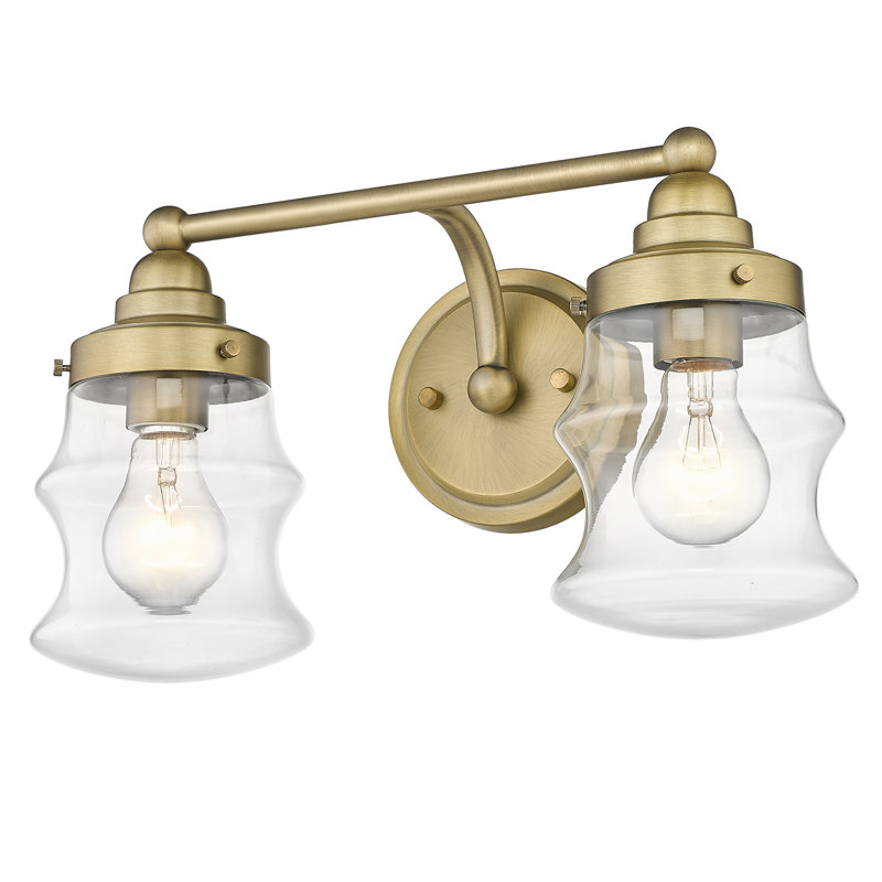 2 - Light Dimmable Vanity Light, Antique Brass