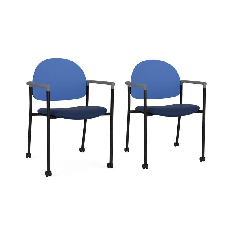 Chaise d'invité à chat avec roulettes, Noir, Encre de Modène / polyester bleu cobalt