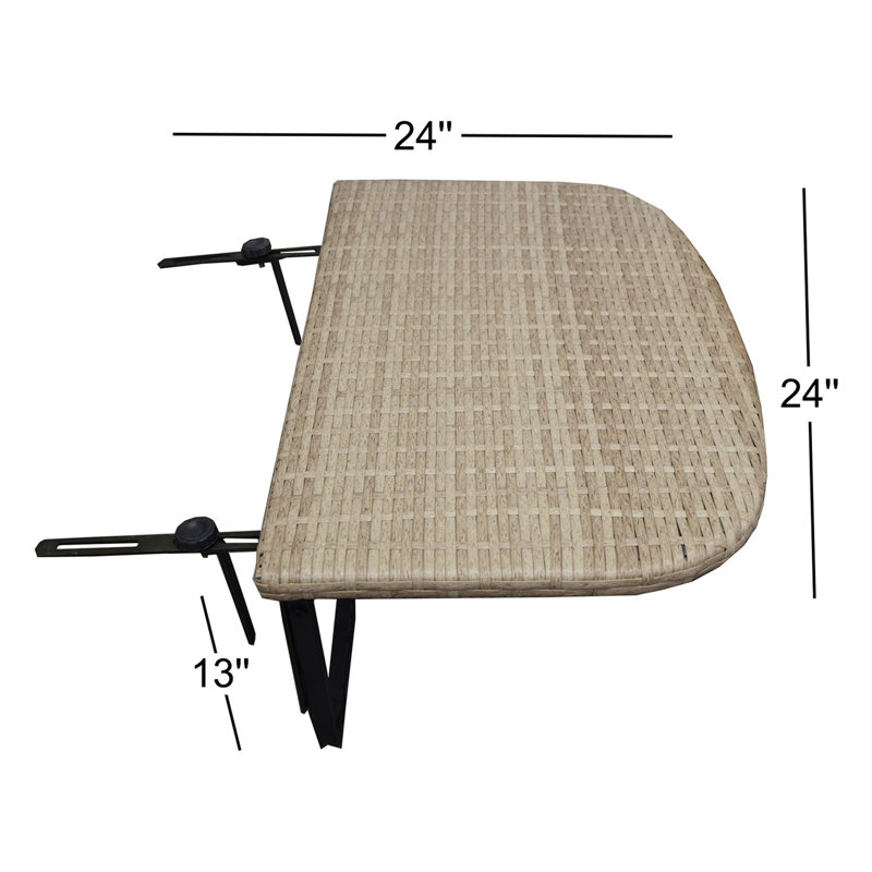 Metal Folding Outdoor Balcony Table , 24'' in. W 24'' in. D, Tan