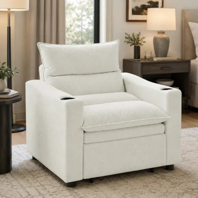 Fauteuil-lit convertible à 3 positions avec dossier réglable, porte-gobelets et coussin rembourré