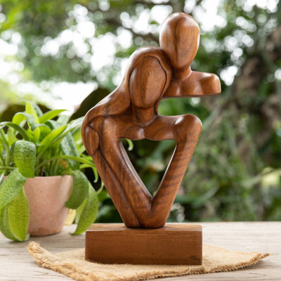  Sculpture en bois faite à la main Sweet Couple